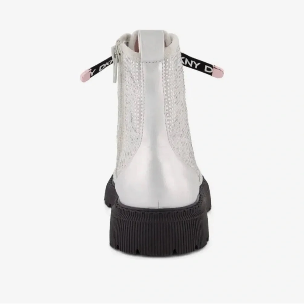 Dkny Shoes Toddler Girl Silver Black Rhinestone Combat Boots SZ 12 NEW
